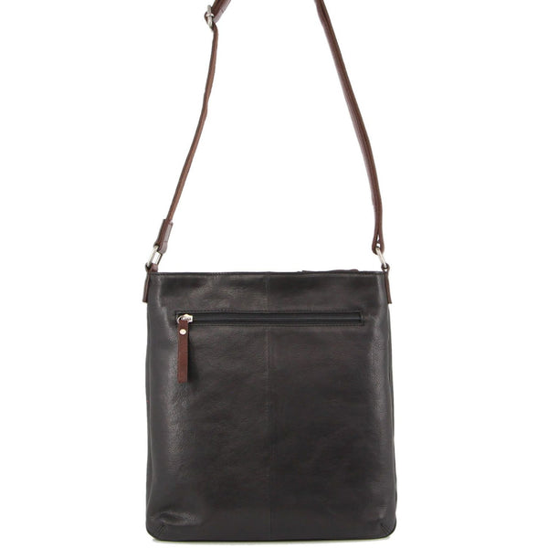 Milleni Ladies Nappa Leather Cross Body Bag in Black-Chestnut (NL2439)