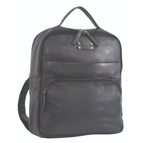 Pierre Cardin Rustic Leather Backpack in Black (PC2808)