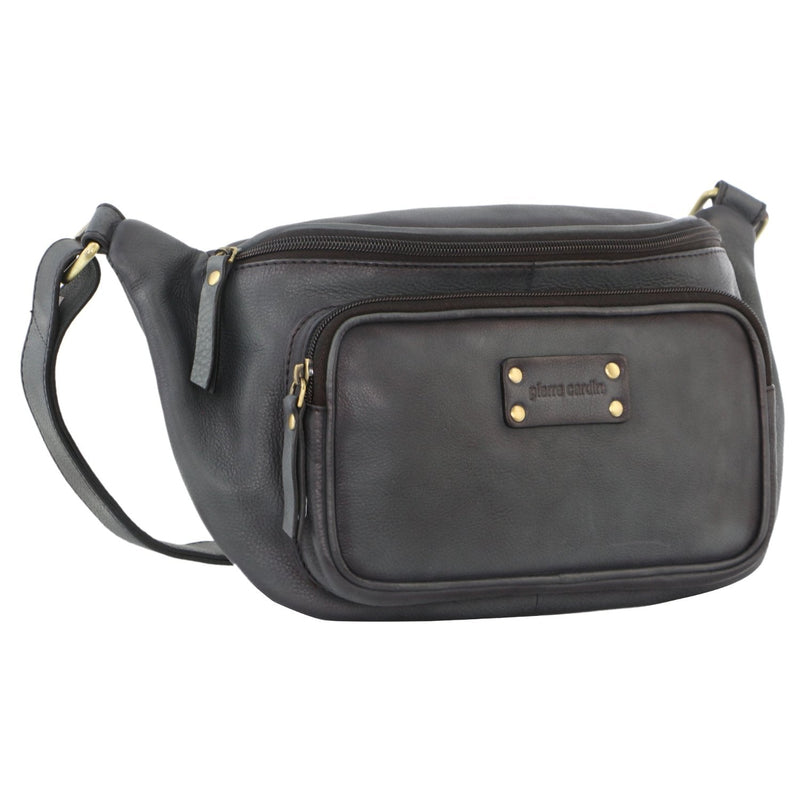 Pierre Cardin Burnished Leather Sling Bag (PC 3455) in Black