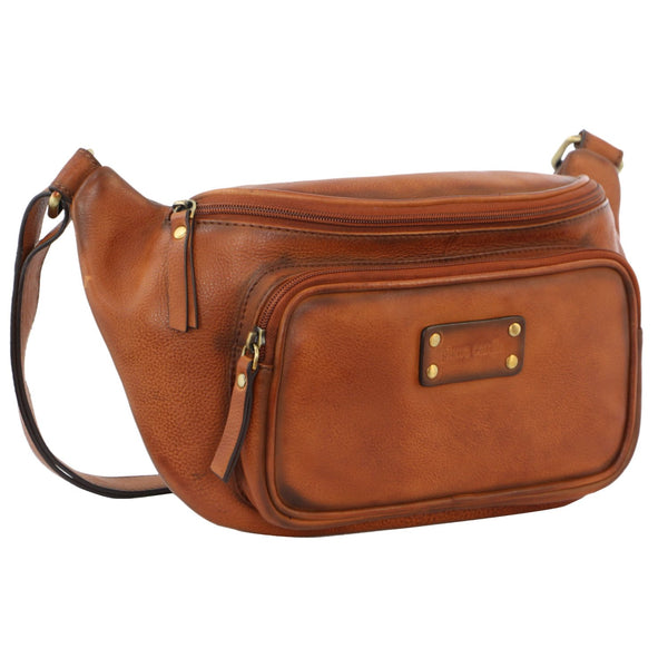 Pierre Cardin Burnished Leather Sling Bag (PC 3455) in Cognac