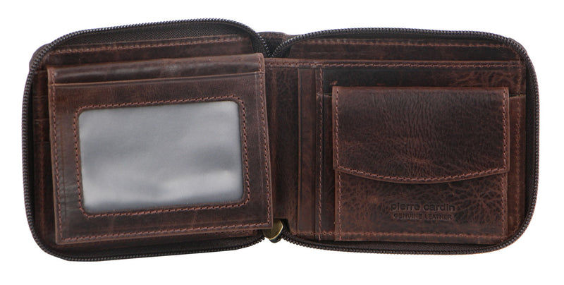 Pierre Cardin Mens Italian Leather Wallet in Chocolate (PC10344)